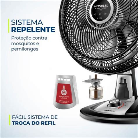 Ventilador de Mesa Mondial VTX 40 8P 40cm Função Repelente Líquido