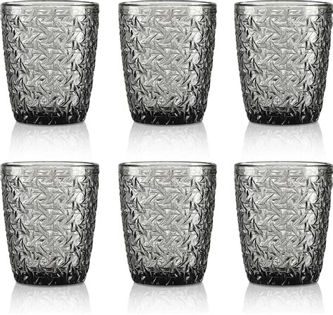 Joeyan Drinking Glasses Set Of 6 Glass Tumblers Ribbed Water Glasses