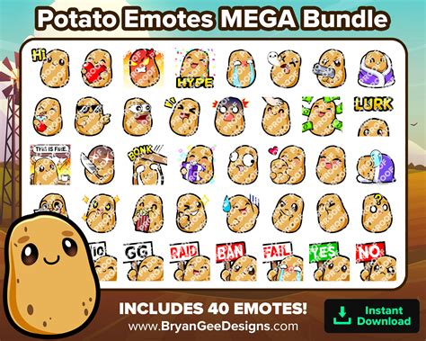 Potato Twitch Emotes Mega Bundle For Streaming Youtube Emotes Etsy Canada