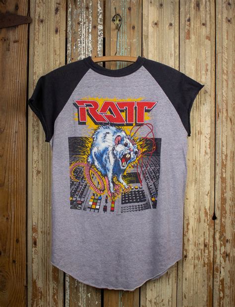 Vintage Ratt Ratt N Roll Raglan Concert T Shirt 1984 Gray And Black