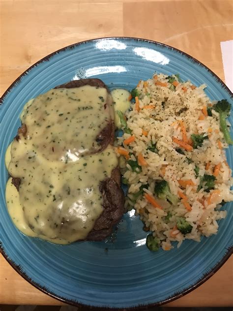 Steak with béarnaise sauce and rice with vegetables. : r/tonightsdinner