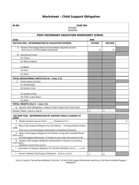 Indiana Child Support Worksheet Worksheets Child Support Supportive