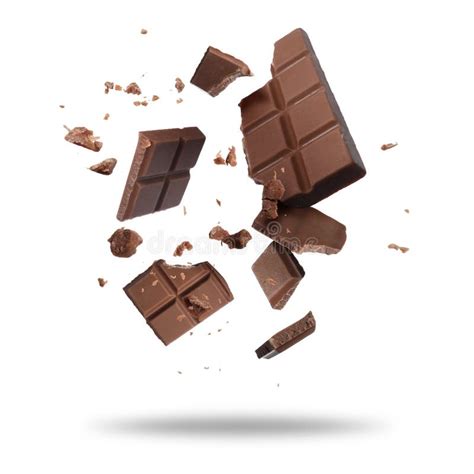 Broken Chocolate Bar Pieces Falling On Light Blue Background Banner