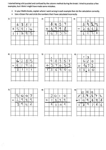 Ks2 Addition And Subtraction Deliberately Made Mistakes Worksheet Teaching Resources