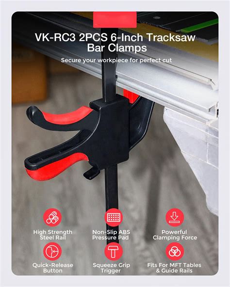 Socoje Pcs Set One Handed Quick Release Track Saw Clamps For Mft Table