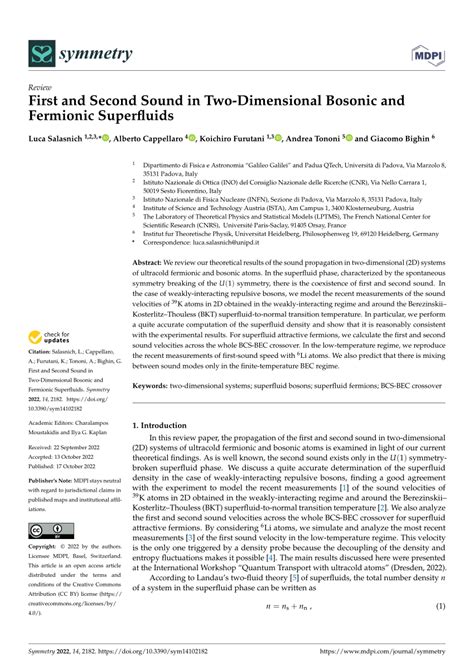 Pdf First And Second Sound In Two Dimensional Bosonic And Fermionic