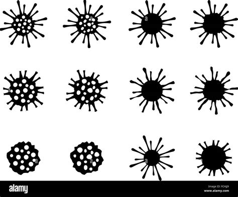 Conjunto de células cancerosas y virus en silueta vector de estilo