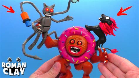 Robot Cartoon Cat Vs The Donut Head With Clay Roman Clay Tutorial