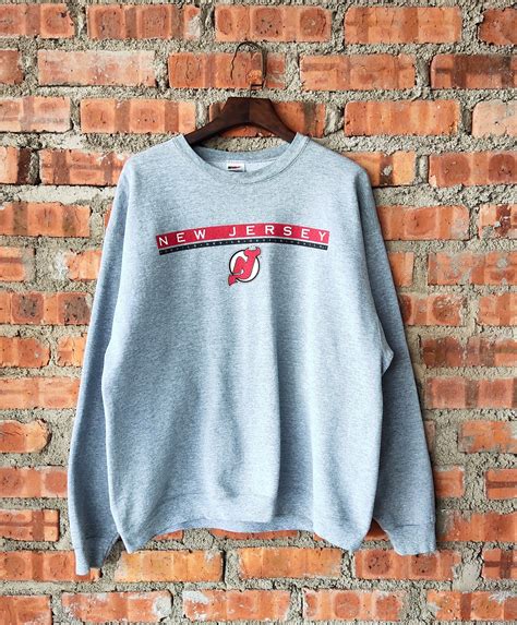 Vintage 90s NHL New Jersey Devils Ice Hockey Sweatshirt Devils Crewneck ...