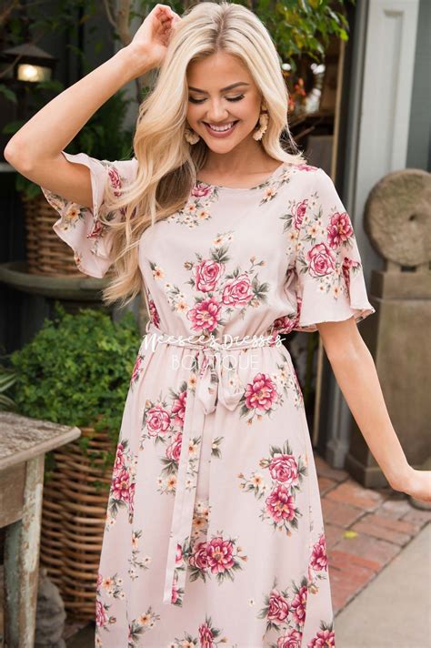 Blushpink Floral Modest Church Dress Best And Affordable Modest Boutique Cute Modest