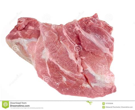 Pieces Of Fresh Raw Pork Meat On White Background Stock Photo Image