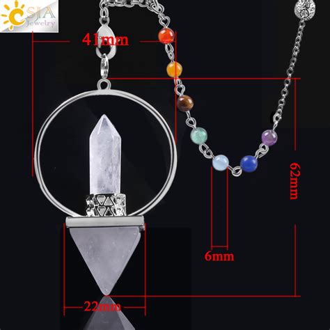 Pendule Cristal Pyramide Artisanal Avec Cha Ne Des Chakras