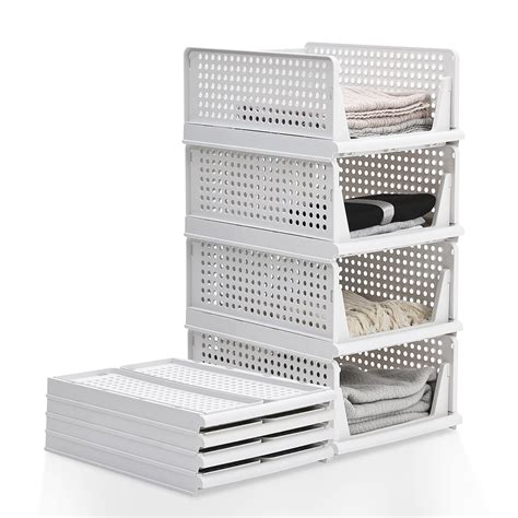 Buy Btggg 4 Pack Wardrobe Storage Organiser Stackable Drawer Organizer Collapsible Storage Boxes