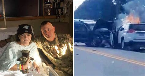 Hero Soldier Rescues Woman From Burning Car Then Shields Her From The