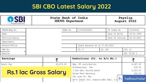 Sbi Cbo Latest Salary Slip Youtube