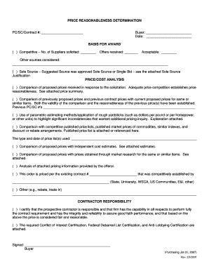 Fillable Online Asu Price Reasonableness Determination Form Doc Asu