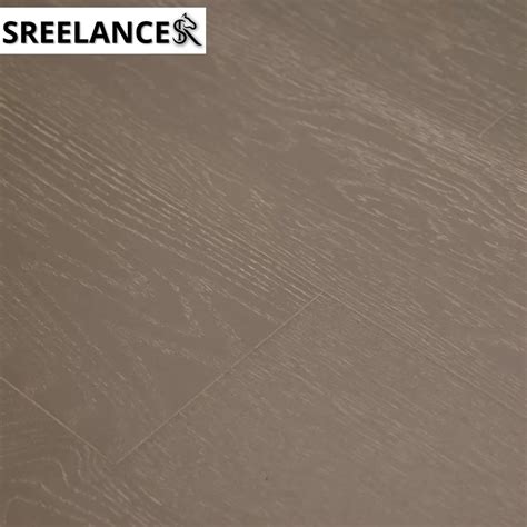 Regular Oak Wood Veneer Spc Flooring In Dark Grey Color