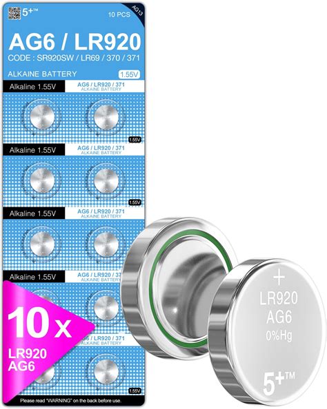 5Plus Group 10 PCS SR920SW 371 LR920 AG6 370 1 55V Button Cell Watch