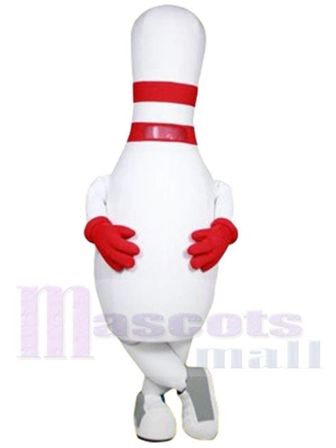 White Bowling Pin Mascot Costume Cartoon