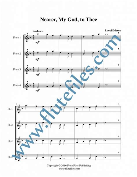 Nearer My God To Thee Flute Quartet Flute Files Publishing