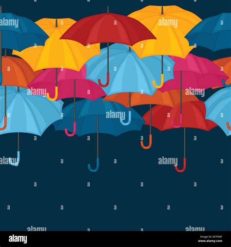 Seamless Pattern With Colored Umbrellas For Background Design Stock