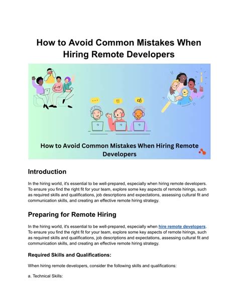 Ppt How To Avoid Common Mistakes When Hiring Remote Developers