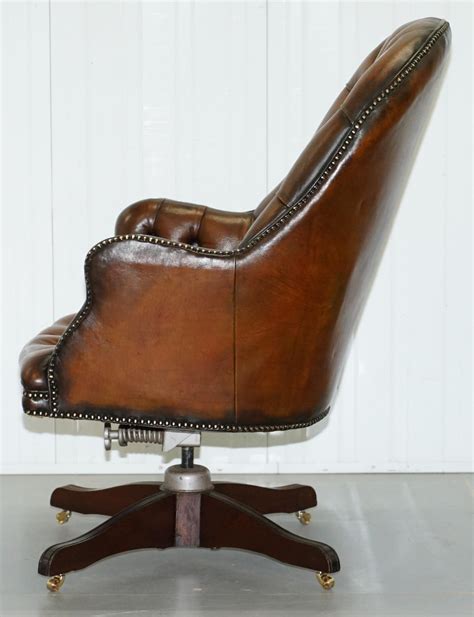 Original 1920 Hillcrest Fully Restored Brown Leather Chesterfield