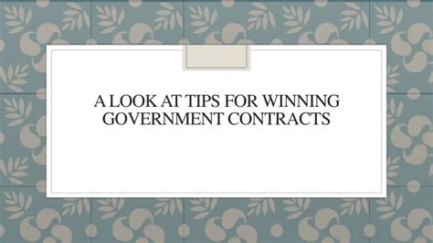 Ppt A Look At Tips For Winning Government Contracts Powerpoint