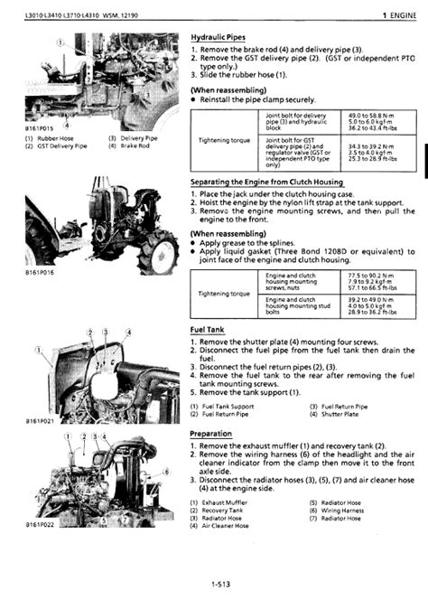 Kubota L3010, L3410, L3710, L4310, L4610 Tractor Workshop Manual