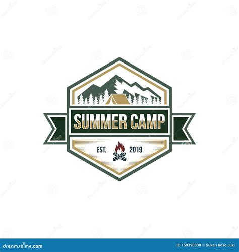 Vintage Summer Camp Logo Template Stock Vector Illustration Of