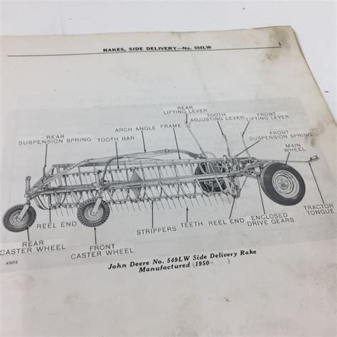 Genuine John Deere 594LW Rakes Side Delivery Parts Catalog PC 182