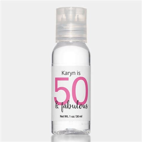 50 And Fabulous Pink And Black 50th Birthday Party Hand Sanitizer