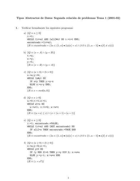 Tipos Abstractos De Datos Segunda Relaci N De Problemas Tema