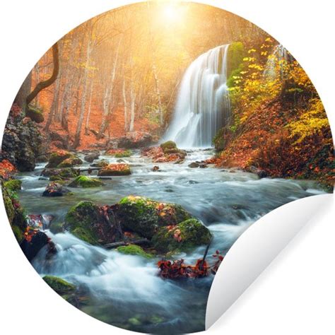 Wallcircle Muurstickers Behangcirkel Waterval Zon Herfst