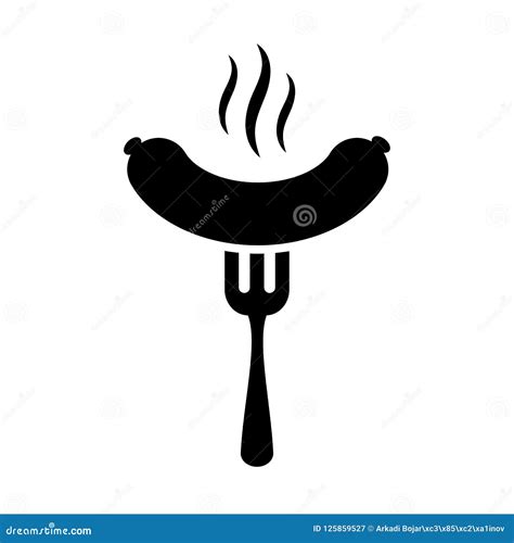 Grill Sausage Vector Icon Stock Vector Illustration Of Fork 125859527