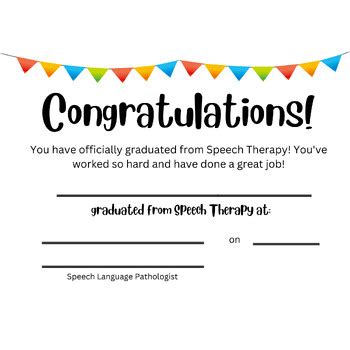 Speech Therapy Graduation Certificate By Christina S Speech Corner