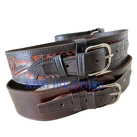 New Handmade Western Tooled Leather 44 45 Cal Cartridge Belt Rig Gun Ammo 34 52 Ebay