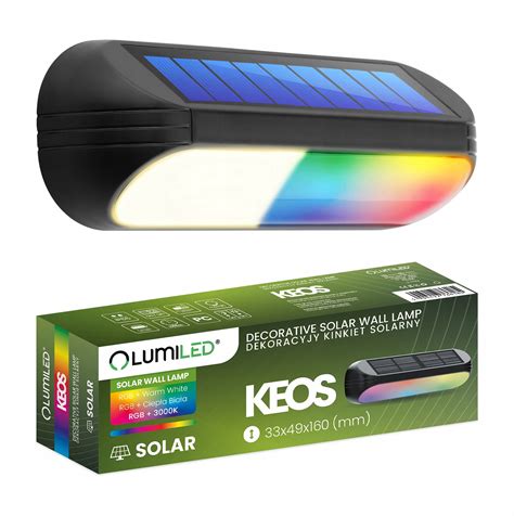 Lampa Solarna Ogrodowa Led Kinkiet Cienny Elewacyjny K Rgb