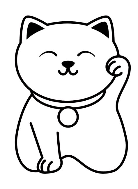 Lucky Cat Coloring Page - Free Printable Coloring Pages