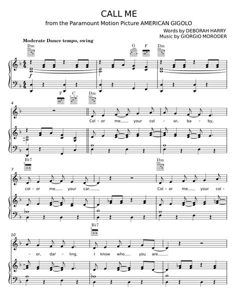 Call Me Blondie Sheet Music For Piano Synthesizer Mixed Duet