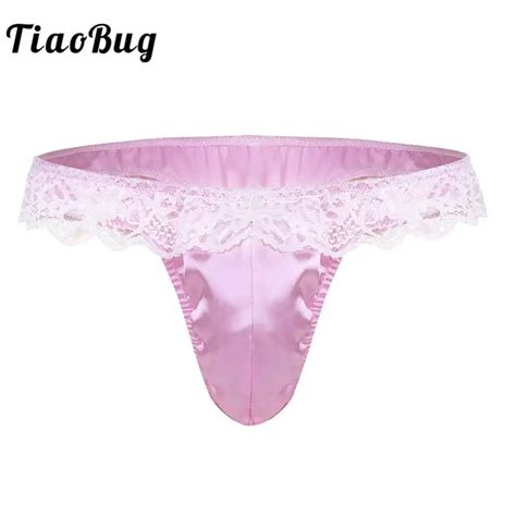 TiaoBug Sexy Men Lace Bikini Briefs Thong Underwear Lingerie Panties