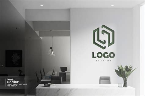 Maqueta Realista Del Logotipo En El Dise O Moderno De La Sala De