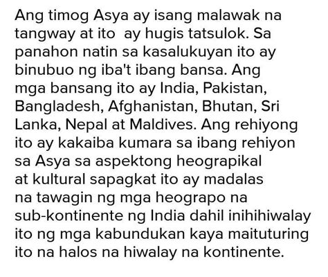 Ano Ang Katangiang Pisikal Ng Timog Asya Brainly Ph