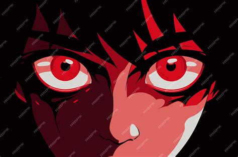 Premium Vector | Anime eyes flat red anime character vector illustration