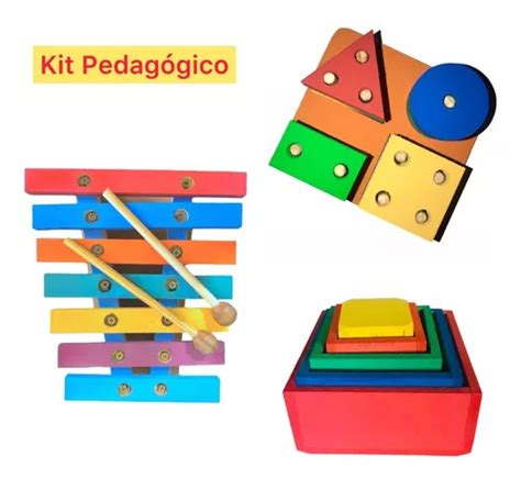 Kit Pedag Gico Xilofone Prancha Geom Trica Cubo De Encaixe