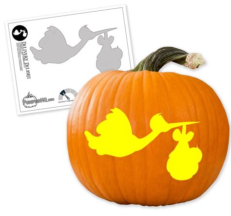 Stork And Baby Pumpkin Carving Stencil Pumpkin Hq