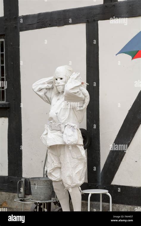 Street artist dressed as the ghost of Banquo from Macbeth posing for ...