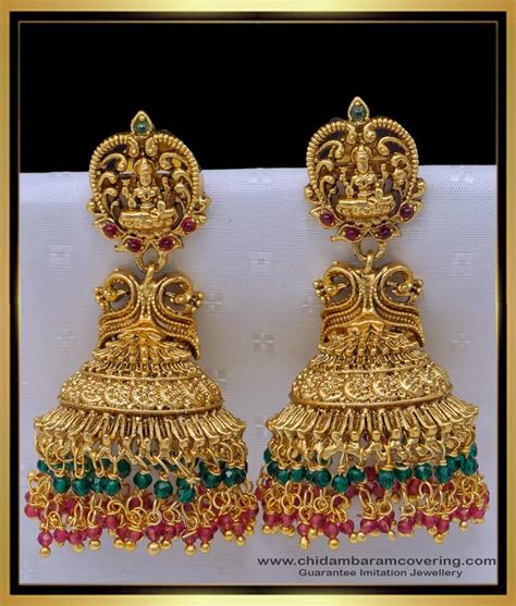 Buy First Quality Bridal Wear Crystal Beads Big Antique Jhumka Earrings