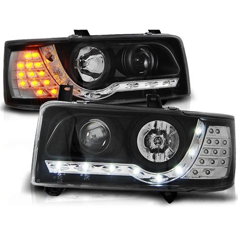 Scheinwerfer Tagfahrlicht LED schwarz LED Blinker passt für VW T4 kurz