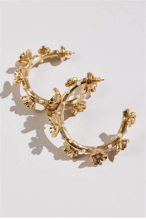 Flower Hoop Earrings By Oscar De La Renta Rent The Runway